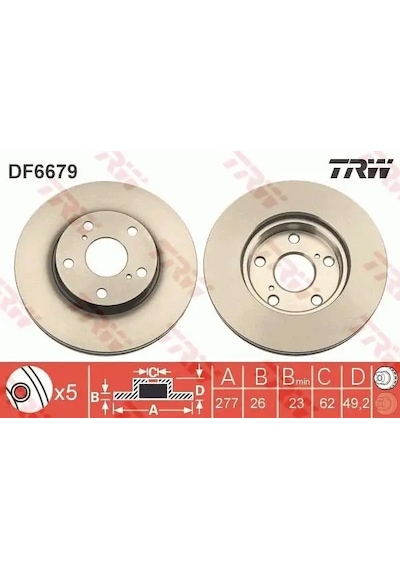 Toyota Corolla Re181 Fren Diski On 2013-2018 Trw Df6679 2adettir