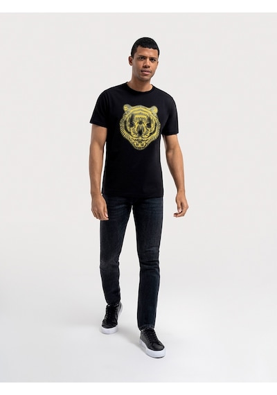 Regular Fit Erkek Tshirt K.kol Black&yellow