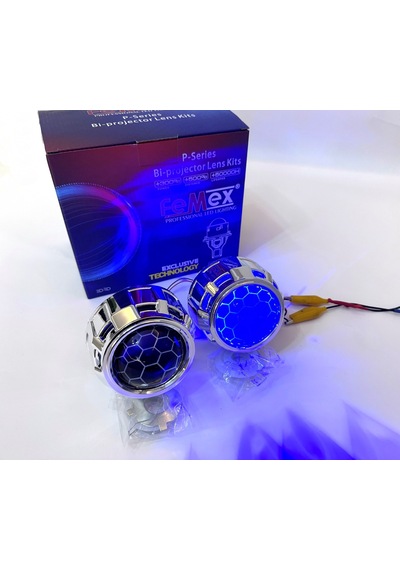Femex Bi-xenon Mavi Renk Bal Petek Desenli Far İçi Mercek 2,5 Inc Far Merceği Led Xenon Uyumlu