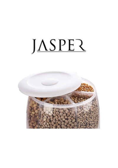 Jasper 360° Dönebilen 6 Bölmeli Kuru Gıda ve Bakliyat Organizeri