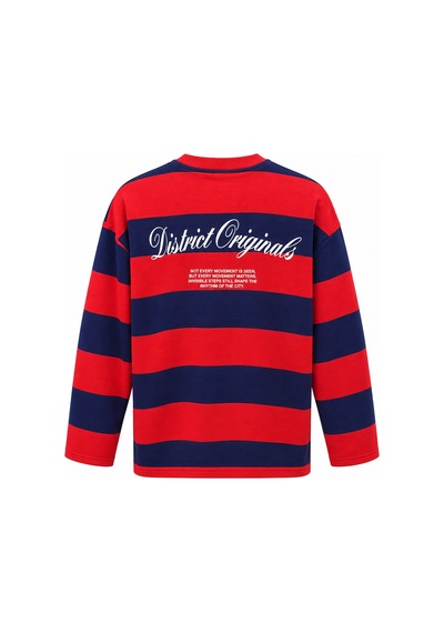 Mixray 2260 Kadın Retro Çizgili District Originals Baskı Sweatshirt Lacivert