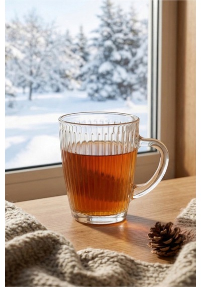 Lav Hestia Cam Kupa 3 Kişilik 300 ml Kulplu (Kahve/Çay Bardağı)