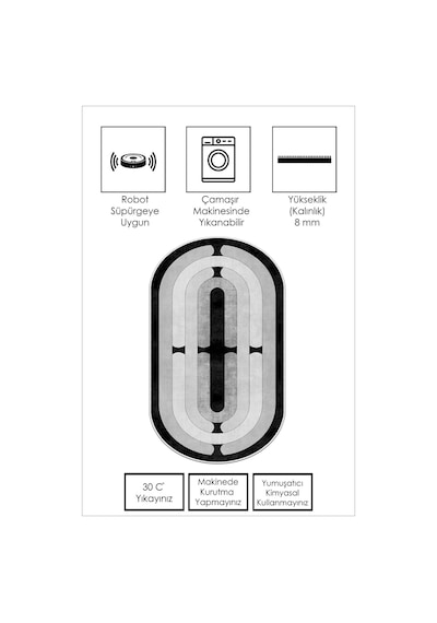 West Home Dijital Baskı Yıkanabilir Kaymaz Taban Leke Tutmaz Gri Oval Mutfak Halısı Salon Halısı Ve Yolluk Wh 577 Grey Oval