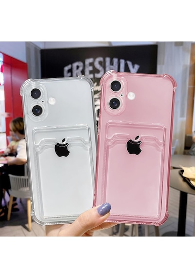 İphone 17 Uyumlu Kamera Korumalı Kartlıklı Köşeleri Airbag Tasarımlı Darbe Önleyici Şeffaf