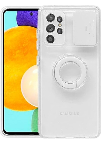 Ally Sm Galaxy S21 Ultra S30 Ultra Kılıf Sürgülü Kamera Lens Korumalı Yüzük Standlı Silikon Kılıf- 5775