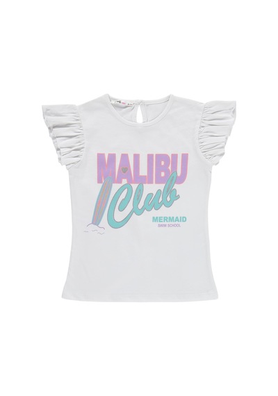Civil Girls Malibu Baskılı Şortlu 6-9 Yaş Takım - Kırık Beyaz