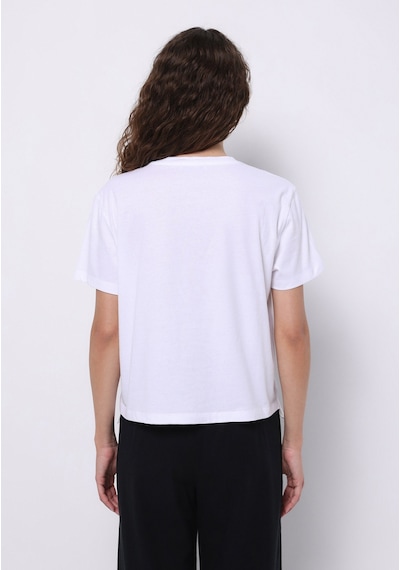 Colins Regular Fit Yuvarlak Yaka Düz Kadın Beyaz Kısa Kol Tişört Cl1074284 Q1.v1 Wht Beyaz