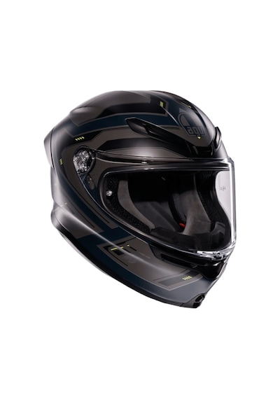 Agv K6 S Mplk Enhance Matt Grey Yellow Fluo Kapalı Kask Siyah