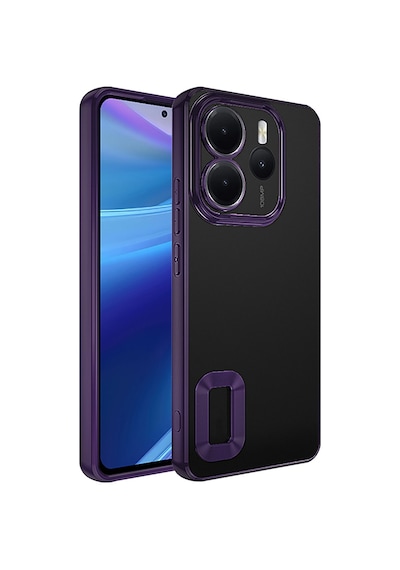 Redmi Note 14 4g Kılıf Kamera Korumalı Logo Gösteren Mkst Omega Kapak - Derin Mor Mor