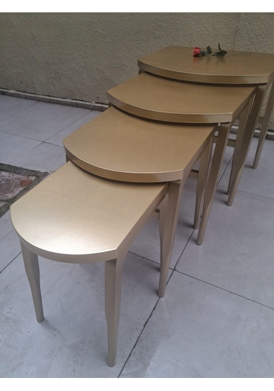 Zigon Ilgz 90552 D Model Klasik Sehpa Ahşap Kayın Retro Ayak Kaplama Parlak Gold Sarı