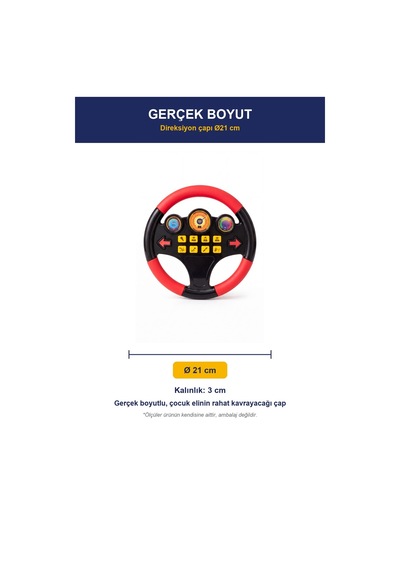 Turbosürücü Sesli Işıklı Direksiyon Oyuncağı Kırmızı