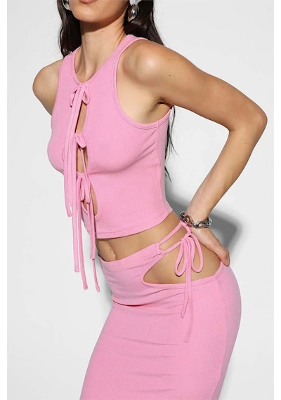 Baker By Ted Baker Pembe Bambi Maxi Etek - Kesik Detaylı, Esnek Bel, Şık Tasarım