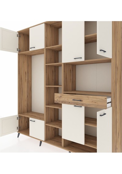 Hyperion Dolap 12 Raflı Tek Çekmeceli 8 Kapaklı 220x44x243 Çam-aytaşı/çam Çok Renkli Hyperion Dolap 12 Raflı Tek Çekmeceli 8 Kapaklı 220x44x243 Çam-aytaşı/çam Çok Renkli