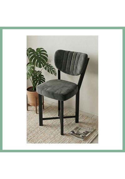 Bşkvirgo Sandalye 1 Adet Baby Face Kumaş Metal Modern Mutfak Sandalyesi Cafe Balkon Ofis Elma 9815 Antrast Bsk2026 Çok Renkli