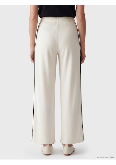 Lcw Modest Bej Şeritli Soft Touch Kadın Eşofman Altı