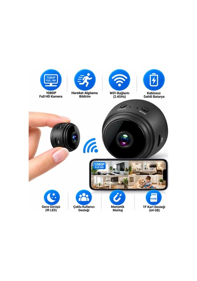 Wifi Hd Mini Battery Ip Kamera Uzaktan İzlenebilen 20fps-15fps A9