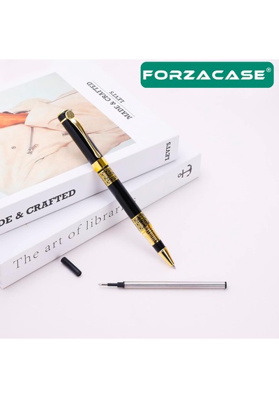 Gold Desen İşlemeli Kutulu Metal Roller Kalem - Fc956k