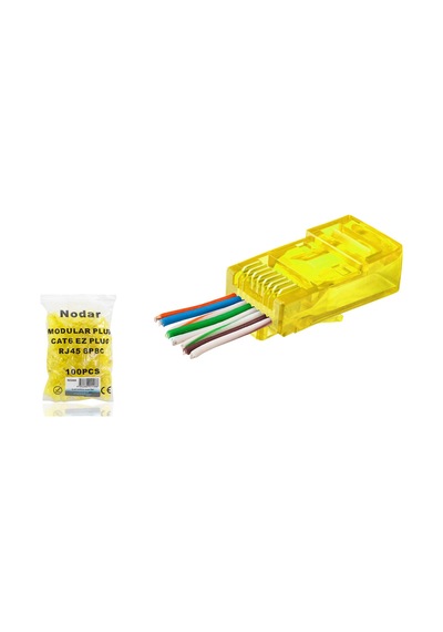 Cat6 Ez Rj45 Konnektör - 100 Adet Sari / Ekonomik Poşet Paket Nd2408 Hmngoxxtptprp