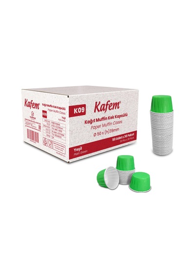 Kafem Yeşil Muffin Kek Kapsülü 50li X 30 Paket Koli - K09 Yeşil