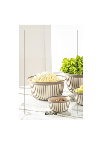 4 Parça Linea Yuvarlak Pratik Kase Çeyiz Seti 1x 500 Ml 1x 1-2-3 Litre Bej Bej