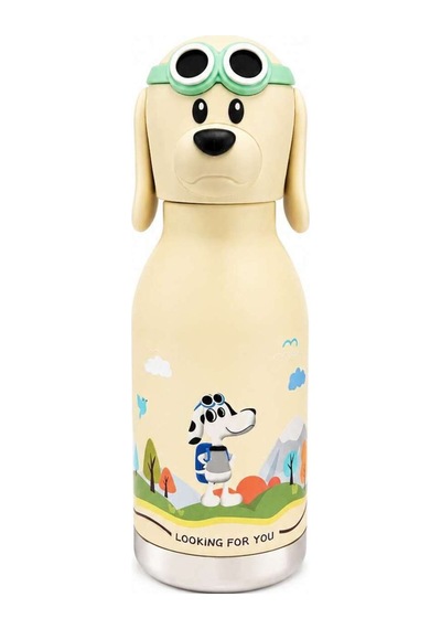 Koı Bej Köpek 500 Ml Paslanmaz Çelik-pipetli Çocuk Termosu Ve Suluk Bej Bej