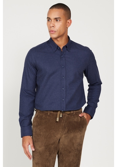 AC&Co / Altınyıldız Classics Erkek Lacı Recycle Slim Fit Dar Kesim Gizli Düğmeli Yaka Pamuklu Flanel Oduncu Gömlek Lacivert AC&Co / Altınyıldız Classics Erkek Lacı Recycle Slim Fit Dar Kesim Gizli Düğmeli Yaka Pamuklu Flanel Oduncu Gömlek Lacivert
