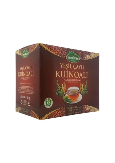 Mindivan Yeşil Çaylı Kinoalı Karışık Bitki Süzen Poşet Çay 30 x 1.5 G