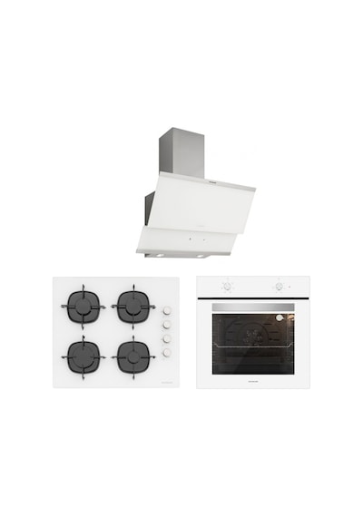 Silverline BO6501W01 - CS5335W01 - 3420 Classy 60 Beyaz Cam Ankastre Set