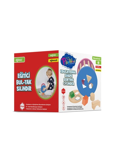 Playwood Playwood Ahşap Eğitici Silindir Bul-tak