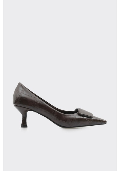 Derinet Kısa Topuklu Kadın Stiletto Kahve Kahve