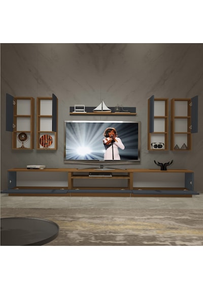 Decoraktiv Trendstyle 8da Mdf Tv Ünitesi Tv Sehpası Ceviz - Antrasit