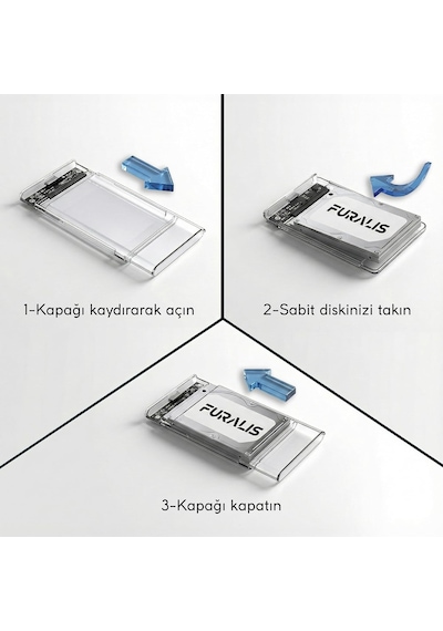 2.5" Sata Hdd/ssd Harici Disk Kutusu - Usb 3.0 Micro-b 5gbps E Kadar Hız - 4tb A Kadar Destek - Windows/mac/linux Uyumlu - Taşınabilir Şeffaf Harddisk Kutusu