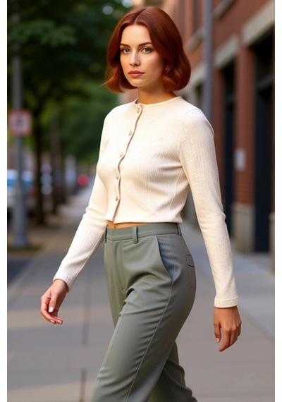 Frm Kadın Bisiklet Yaka Düğmeli Fitted Örme Crop Üst Kaliteli Şık Rah Bej
