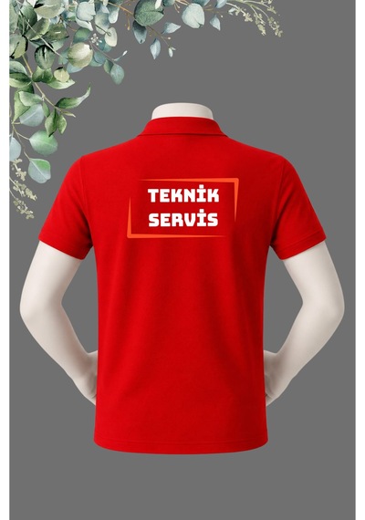 Dafri Teknik Servis Baskılı Polo Yaka Tişört Kırmızı