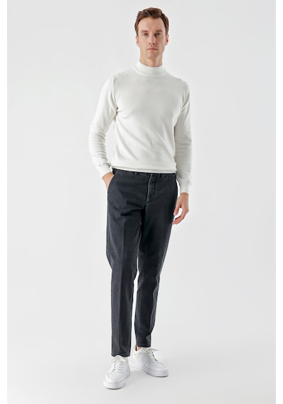 Morven Erkek Siyah Pamuk Yan Cep Dynamic Fit Chino Pantolon Siyah