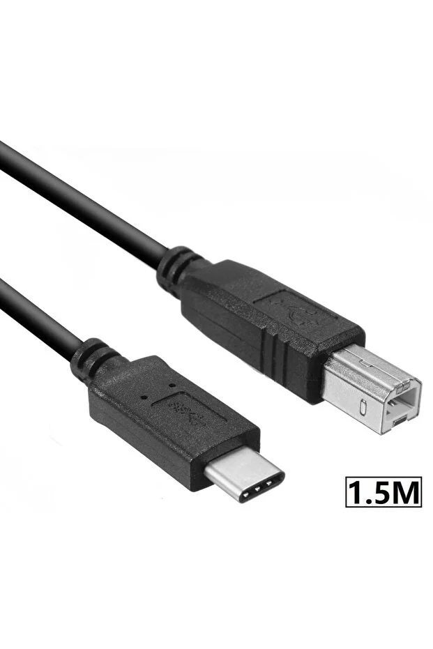 1.5 Metre Typec To Usb Printer Kablo MacBook Hp Canon Samsung Uyumlu Yazıcı Ara Kablosu Telefon Laptop Için 1.5m