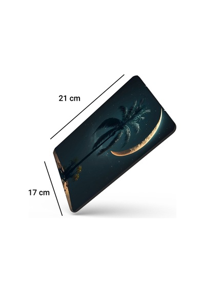 Sonictouch Gece Mavisi Ay Ve Palmiye Desenli Kaydırmaz Gaming Oyuncu Dikişsiz Mouse Pad/ped 17x21cm