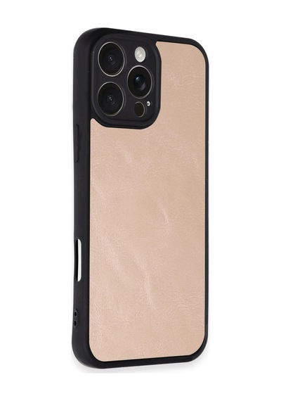 Apple İphone 16 Pro Max Kılıf Aras Deri Kapak - Pudra