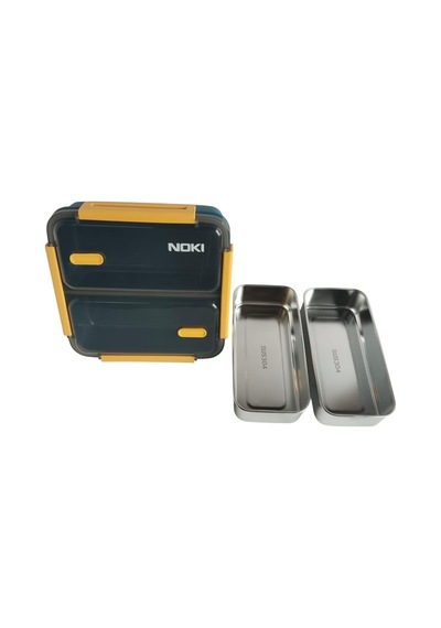 Noki Kids Paslanmaz Çelik Yemek Kabı 1100 Ml Çift Bölmeli Çok Renkli