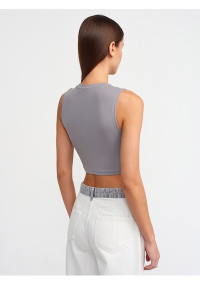 Dilvin Crop Top 101a30125 Gri