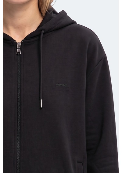 Slazenger Kıron I Kadın Kapüşonlu Siyah Sweatshırt