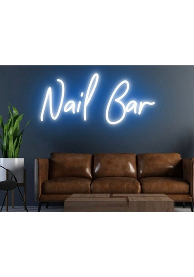 Nail Bar Yazılı Neon Tabela Mavi