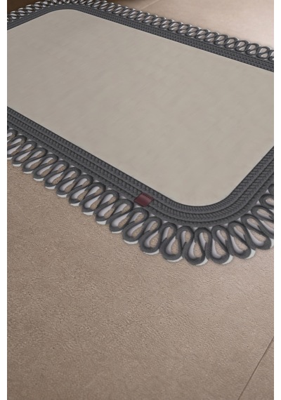 Banyo Paspası Takımı 70x110+50x70 Cm Dış Trikot Ekru & Antrasit