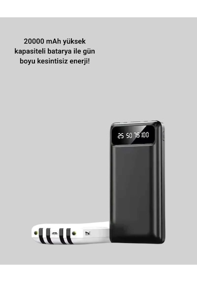 Akıllı Lcd Ekranlı 20.000mah Powerbank Pd + Usb + Type-c Çok Renkli
