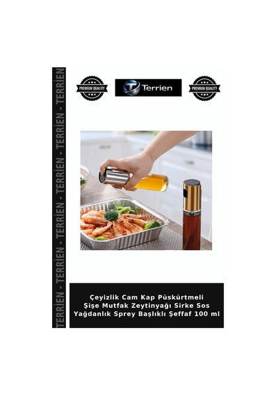Çeyizlik Cam Kap Püskürtmeli Şişe Mutfak Zeytinyağı Sirke Sos Yağdanlık Sprey Başlıklı Şeffaf 100 Ml