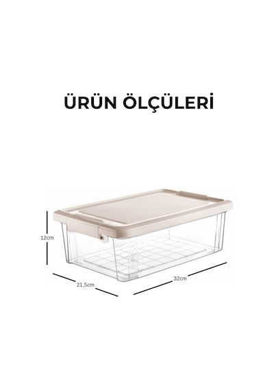 Mega Boy 7,5lt. Decobox Çok Amaçlı Saklama Kabı - Piknik Taşıma Seti - 7,5lt. Krem