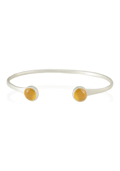 Kadir Jewellery 925 Ayar Gümüş Kaplama El İşçiliği Zirkon Taşlı Kadın Charm Bileklik Sarı