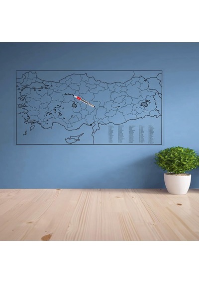 Yazılabilir Türkiye Haritası Manyetik Duvar Stickerı 110 X 56 Cm 1