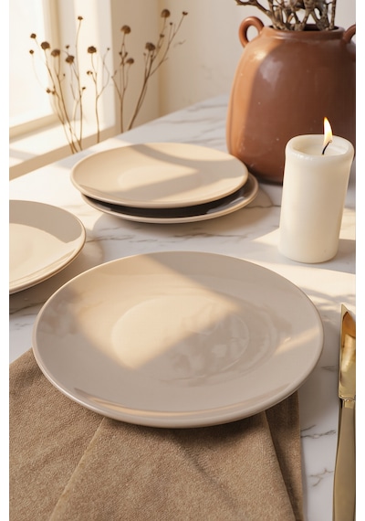 Keramika Taupe Ege Pasta Tabağı 20 Cm 4 Adet 594 Krem