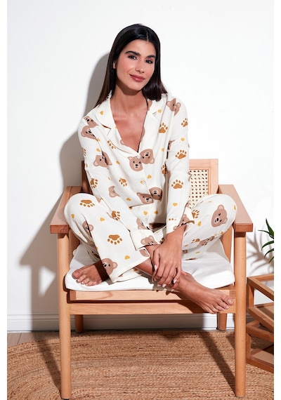 Lela Reguar Fit Yumuşak Dokulu Bayan Pijama Takımı 611Pt288Y Bej